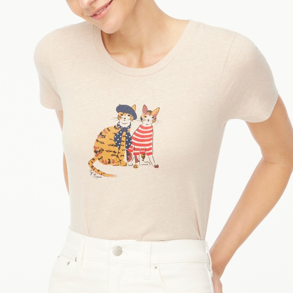 J Crew French Cats graphic collector tee, size small